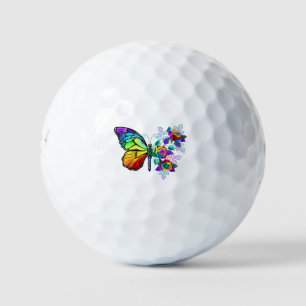 Rainbow flower butterfly golf balls