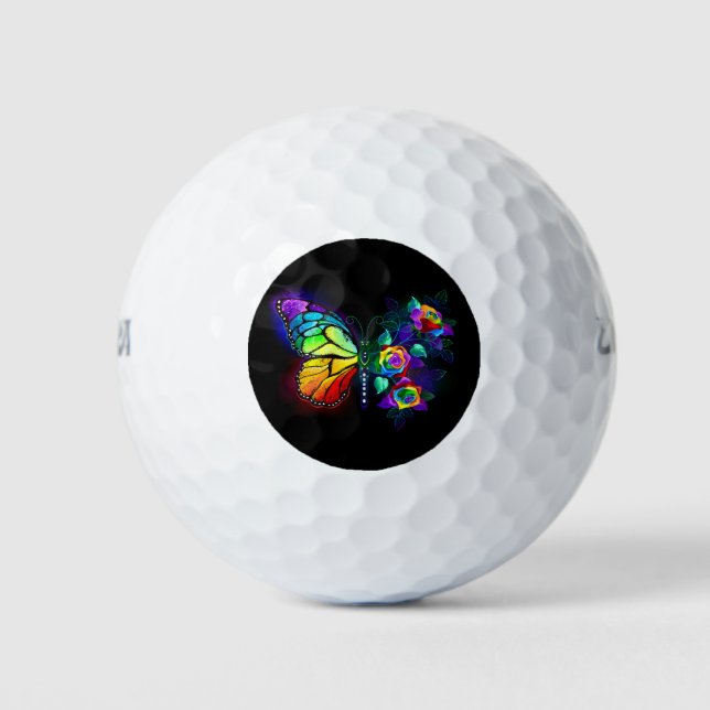 Rainbow flower butterfly golf balls (Front)