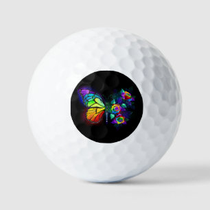 Rainbow flower butterfly golf balls