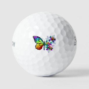 Rainbow flower butterfly golf balls