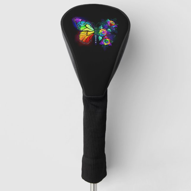 Rainbow flower butterfly golf head cover (Front)