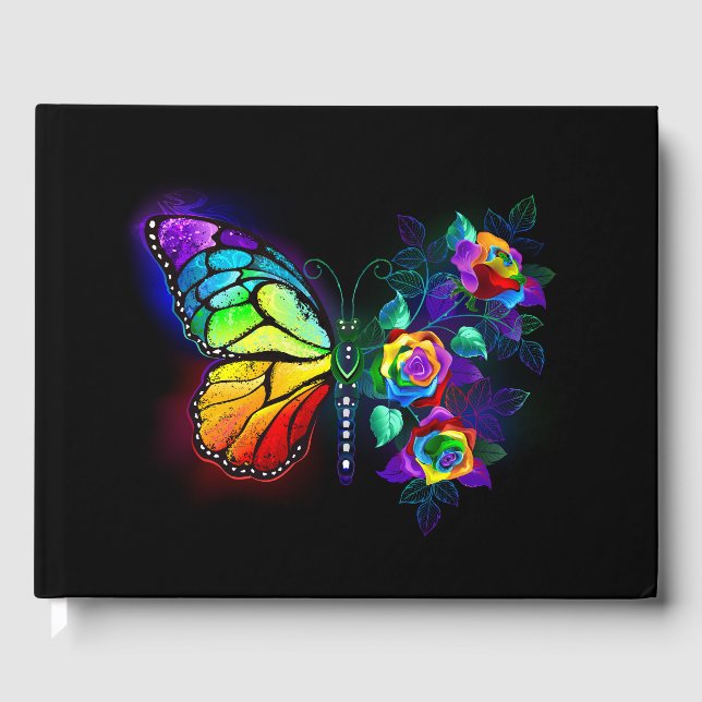 Rainbow flower butterfly guest book (Front)