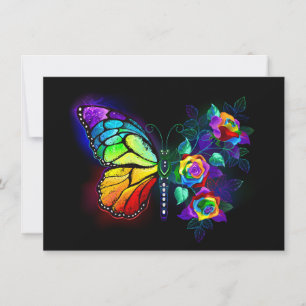 Rainbow flower butterfly holiday card