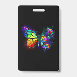 Rainbow flower butterfly ID badge