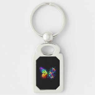 Rainbow flower butterfly key ring