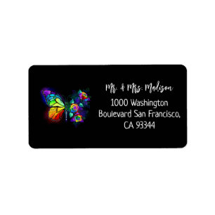 Rainbow flower butterfly label