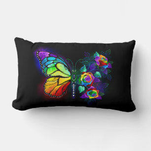 Rainbow flower butterfly lumbar cushion