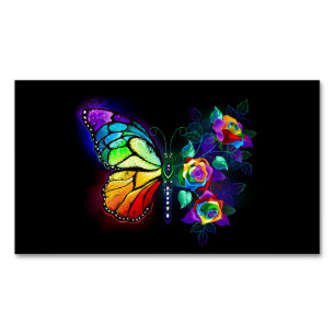 Rainbow flower butterfly Magnetic business card