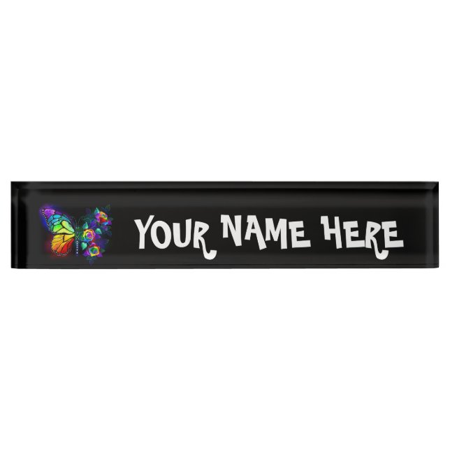 Rainbow flower butterfly nameplate (Front)