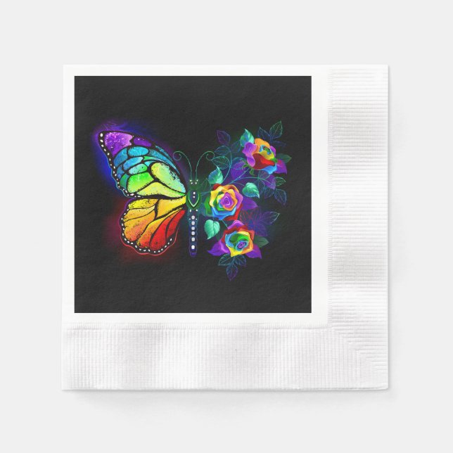 Rainbow flower butterfly napkin (Front)