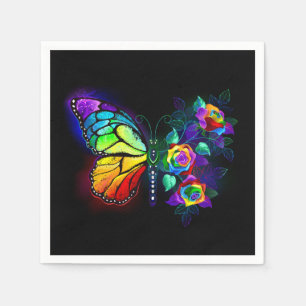 Rainbow flower butterfly napkin