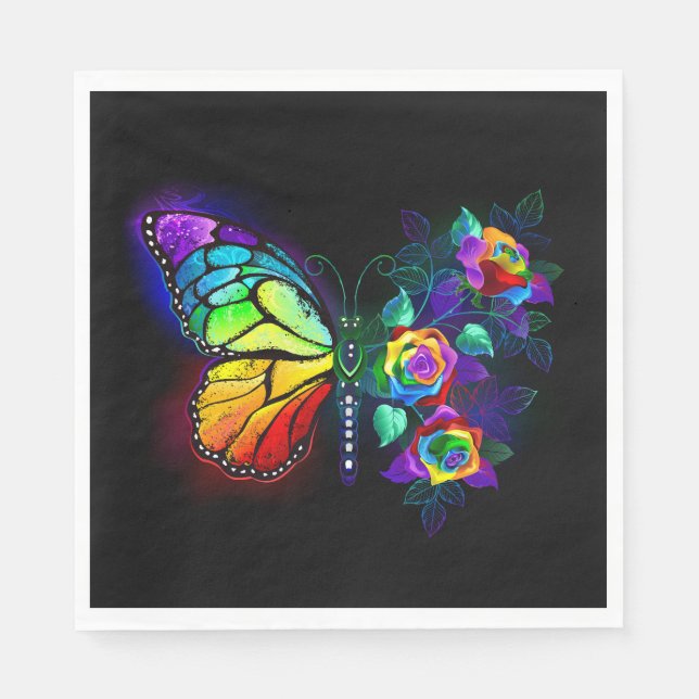 Rainbow flower butterfly napkin (Front)