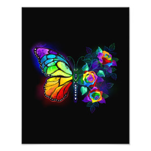 Rainbow flower butterfly photo print