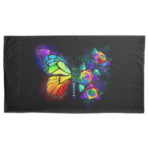 Rainbow flower butterfly pillowcase