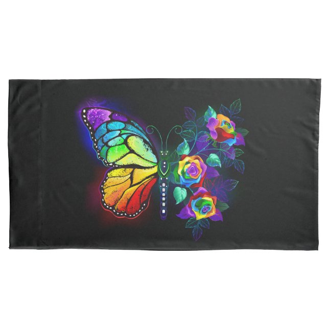 Rainbow flower butterfly pillowcase (Front)