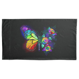 Rainbow flower butterfly pillowcase