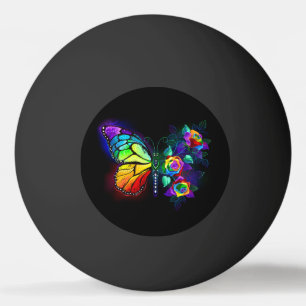 Rainbow flower butterfly ping pong ball