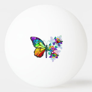 Rainbow flower butterfly ping pong ball