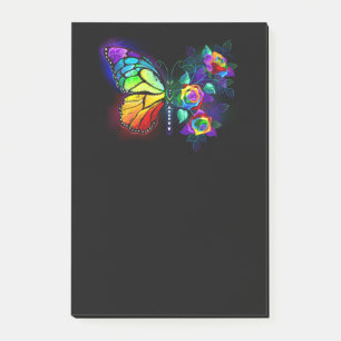 Rainbow flower butterfly post-it notes