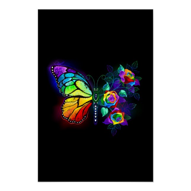 Rainbow flower butterfly poster (Front)