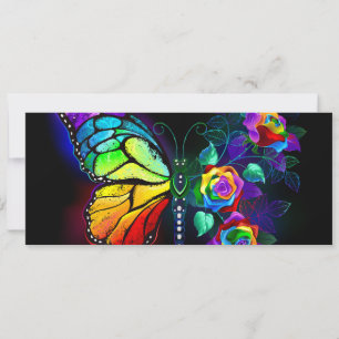 Rainbow flower butterfly save the date