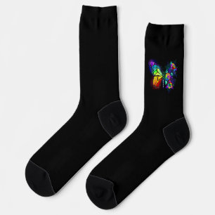 Rainbow flower butterfly socks
