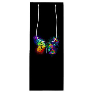 Rainbow flower butterfly wine gift bag