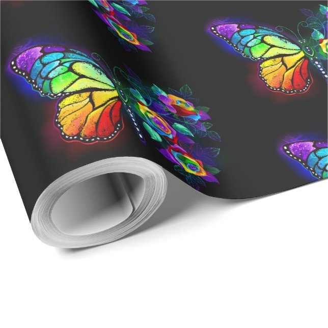 Rainbow flower butterfly wrapping paper (Roll Corner)