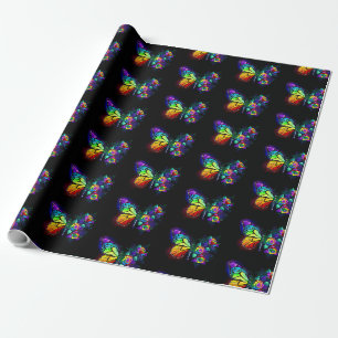 Rainbow flower butterfly wrapping paper