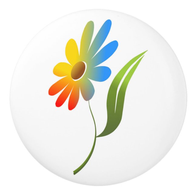 RAINBOW FLOWER CERAMIC KNOB (Front)