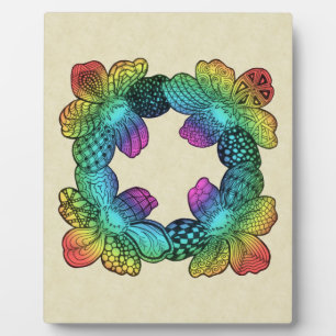 Rainbow Flower Doodle Plaque