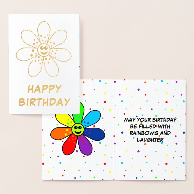 Rainbow Flower Foil Birthday Card (Display)