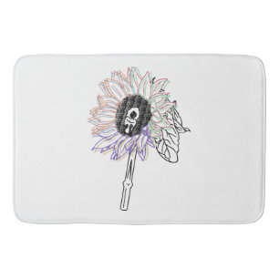 Rainbow Flower Funky Art Bath Mat