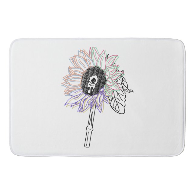 Rainbow Flower Funky Art Bath Mat (Front)