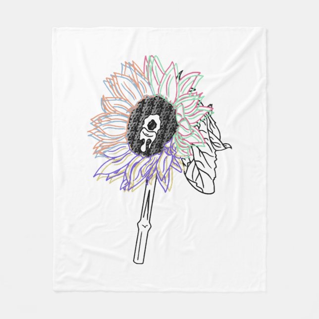 Rainbow Flower Funky Art Fleece Blanket (Front)