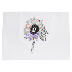 Rainbow Flower Funky Art Large Gift Bag