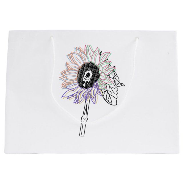 Rainbow Flower Funky Art Large Gift Bag (Front)
