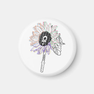 Rainbow Flower Funky Art Magnet