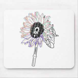 Rainbow Flower Funky Art Mouse Pad