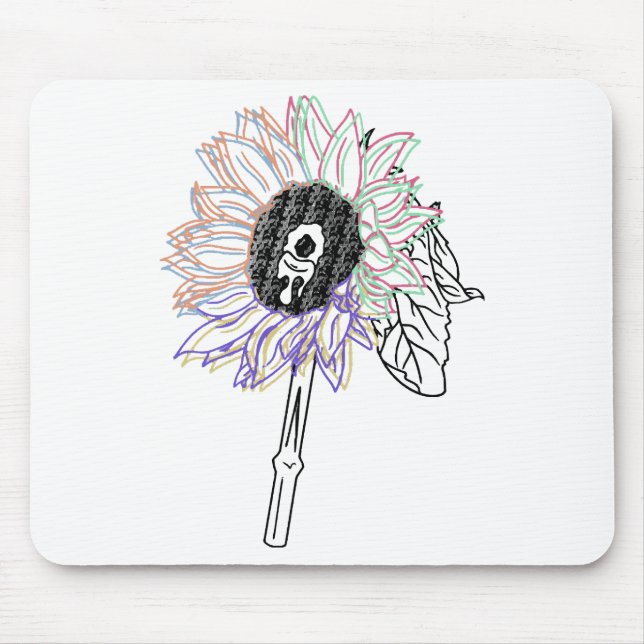 Rainbow Flower Funky Art Mouse Pad (Front)