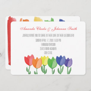 Rainbow FLOWER GAY Lesbian Wedding Card