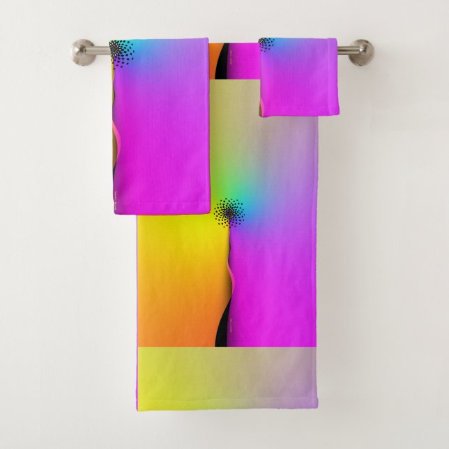 Rainbow Flower Gift  Bath Towel Set (Insitu)