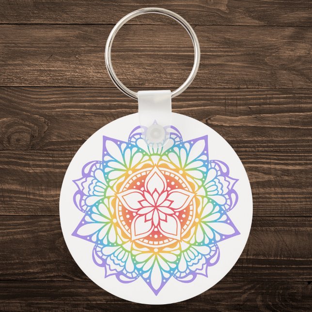 Rainbow Flower Mandala Key Ring (Creator Uploaded)