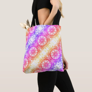 Rainbow Flower Mandala Pattern 3 Tote Bag