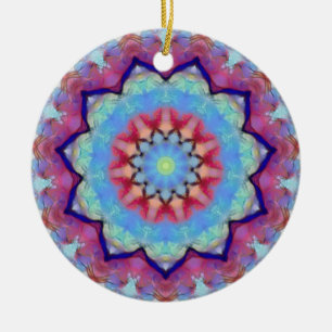Rainbow Flower Mandala Round Ornament