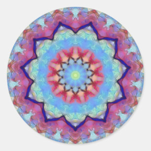 Rainbow Flower Mandala Small Round Stickers