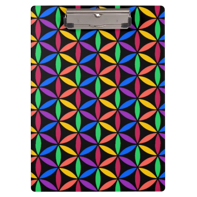 Rainbow Flower of Life Pattern Clipboard (Front)