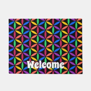 Rainbow Flower of Life Pattern Doormat