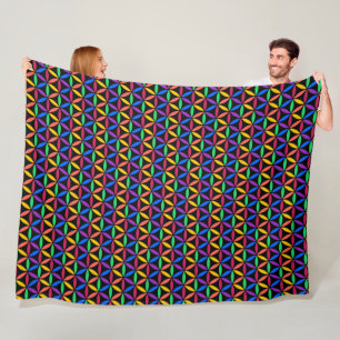 Rainbow Flower of Life Pattern Fleece Blanket
