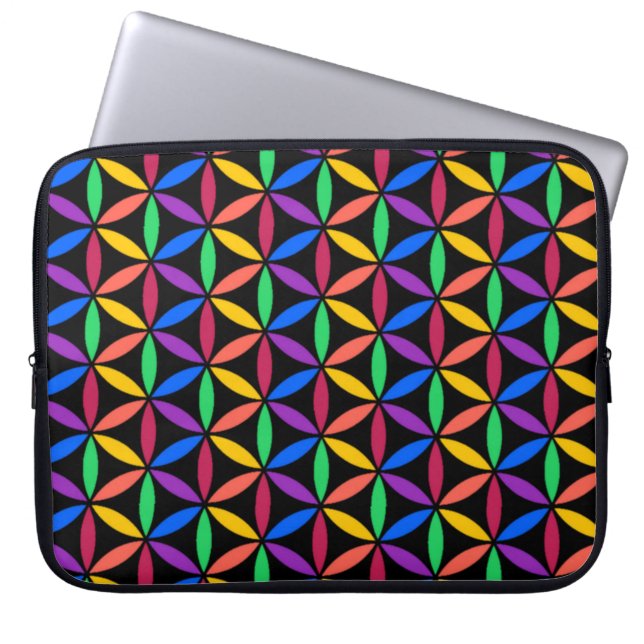 Rainbow Flower of Life Pattern Laptop Sleeve (Front)